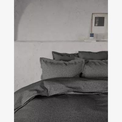 Marks & Spencer M&S X Fired Earth Pure Brushed Cotton Twill Deep Fitted Sheet - SGL - Charcoal, Charcoal,Garden Folly,Malm,Bamyan Blue