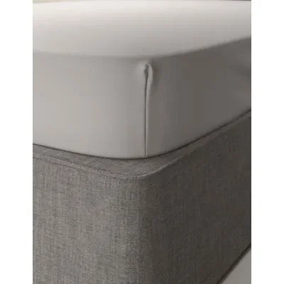 Marks & Spencer M&S Egyptian Cotton 400 Thread Count Sateen Fitted Sheet - SGL - Pearl Grey, Pearl Grey,Light Cream