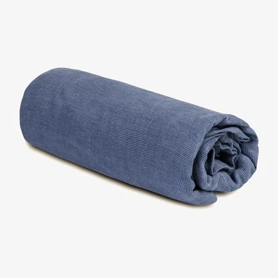 Made in Design Fitted sheet  90 x 200 cm - / 90 x 200 cm - Washed linen by Au Printemps Paris Blue