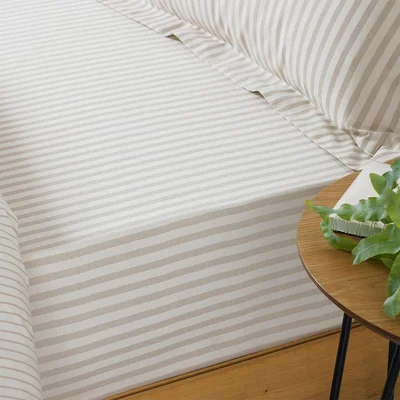 The Range Striped Fitted Bed Sheet - Natural / Single