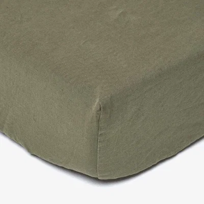 The Range Linen Extra Deep Fitted Sheet - Olive Green / Single
