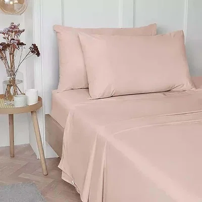 The Range Luxury Cotton Plain Dyed Flat Sheets 180 TC - Pink / Single