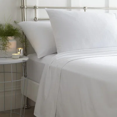 The Range Flannelette Sheet Set - White / Single