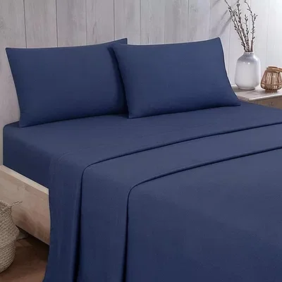 The Range Flannelette Plain Dyed Bedding Fitted Sheets for Bedroom - Atlantic Blue / Single / 0.69kg