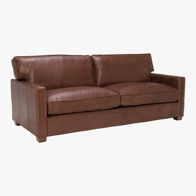 Barker and Stonehouse Timothy Oulton Viscount William 3 Seater Leather Sofa, Savage