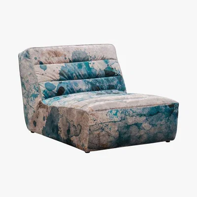 Barker and Stonehouse Timothy Oulton Shabby Sectional 1 Seater Sofa, Faded and Degraded Melting Paisley