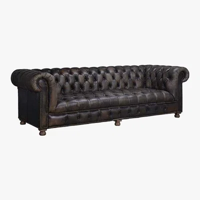 Barker and Stonehouse Timothy Oulton Westminster Button 2.5 Seater Chesterfield Sofa, Vagabond Black