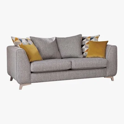 Barker and Stonehouse Daxon Pillow Back 3 Seater Sofa, Silver Larson Plain