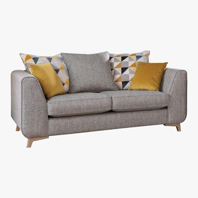 Barker and Stonehouse Daxon Pillow Back 2 Seater Sofa, Silver Larson Plain