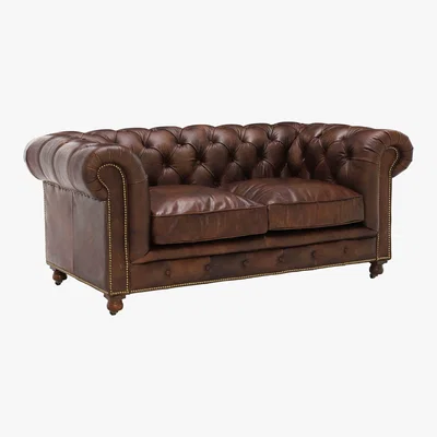 Barker and Stonehouse Asquith Leather 2 Seater Chesterfield Sofa