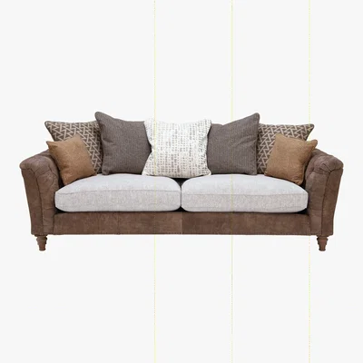 Barker and Stonehouse Darwin Extra Large Pillow Back Sofa, Leather and Fabric Mix