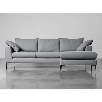 Cox and Cox Milano Grand Chaise Sofa Smoke Linen Cotton Blend