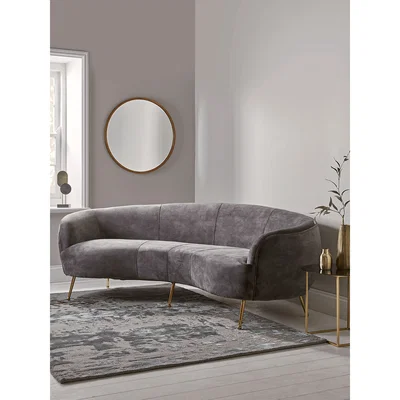 Cox and Cox Deep Grey Velvet Curved Sofa