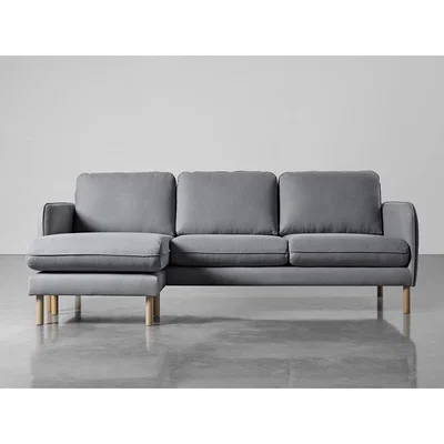 Cox and Cox Scandi Midi Chaise Sofa Smoke Linen Cotton Blend