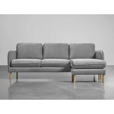 Cox and Cox Scandi Midi Chaise Sofa Swedish Grey Cotton Velvet