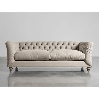 Cox and Cox Buttoned Grand Sofa Birch Linen Cotton Blend