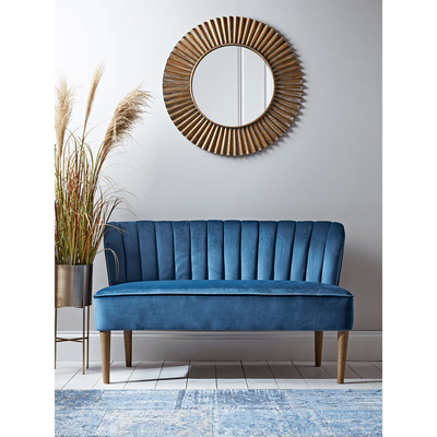 Cox and Cox Fluted Velvet Sofa - Blue