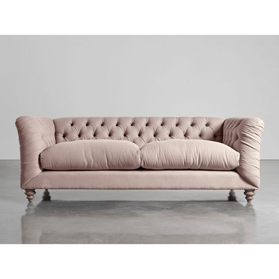 Cox and Cox Buttoned Grand Sofa Mallow Linen Cotton Blend