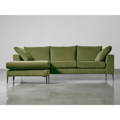 Cox and Cox Milano Grand Chaise Sofa Moss Cotton Velvet