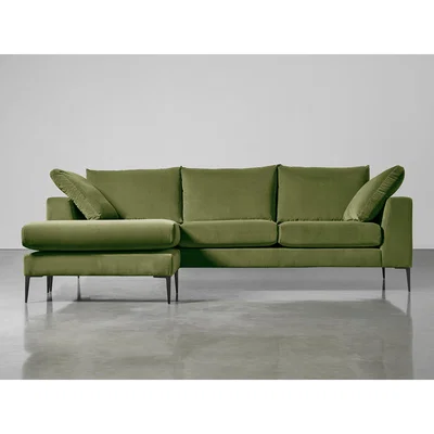 Cox and Cox Milano Grand Chaise Sofa Moss Cotton Velvet