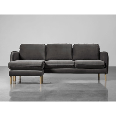 Cox and Cox Scandi Midi Chaise Sofa Slate Cotton Velvet