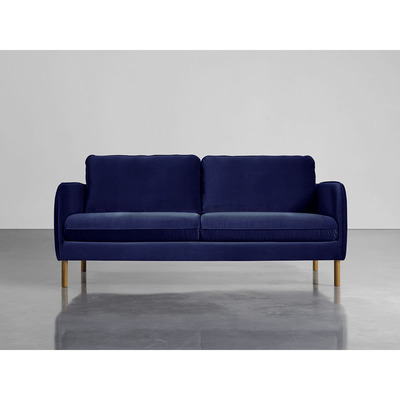 Cox and Cox Scandi Petite Sofa Navy Cotton Velvet
