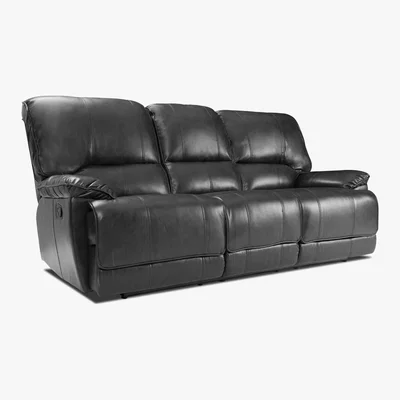 Dunelm Pippa 3 Seater Leather Reclining Sofa Black