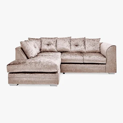Dunelm Michigan Crushed Velvet Left Hand Corner Sofa Beige
