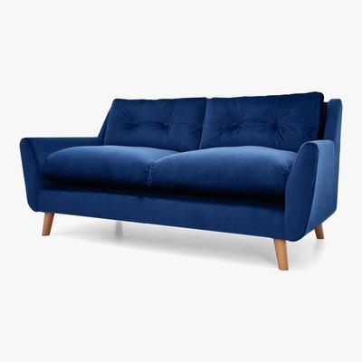 Dunelm Halston Velvet 3 Seater Sofa Blue