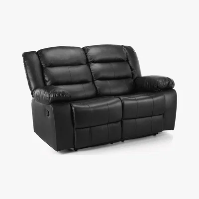 Dunelm Whitfield 2 Seater Leather Reclining Sofa Black