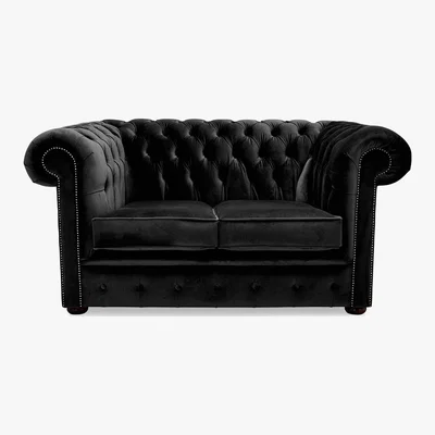 Dunelm Belvedere Chesterfield 2 Seater Velvet Sofa Black