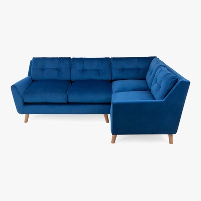 Dunelm Halston Velvet Right Hand Corner Sofa Green