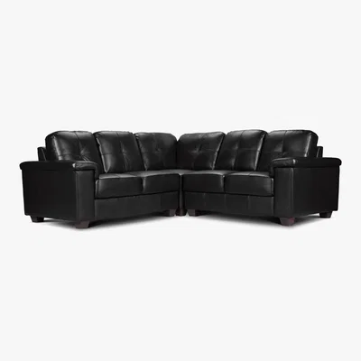 Dunelm Ravello Corner Leather Sofa Black