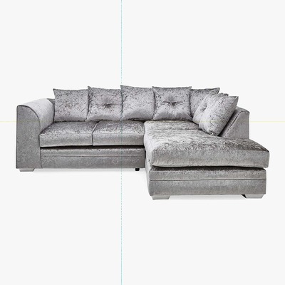 Dunelm Michigan Crushed Velvet Right Hand Corner Sofa Silver