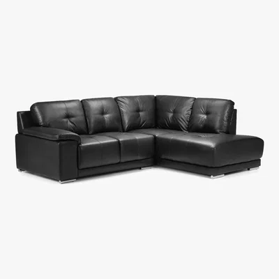 Dunelm Dexter Leather Right Hand Corner Sofa Black