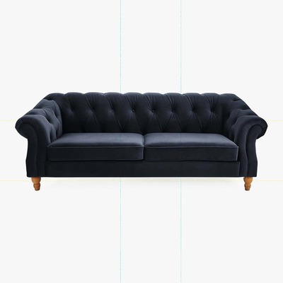 Dunelm Aubrey Velvet 3 Seater Sofa Blue
