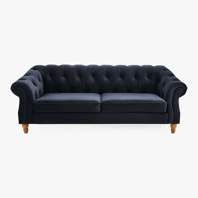 Dunelm Aubrey Velvet 3 Seater Sofa Blue