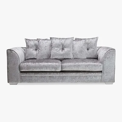 Dunelm Michigan Crushed Velvet 3 Seater Sofa Silver