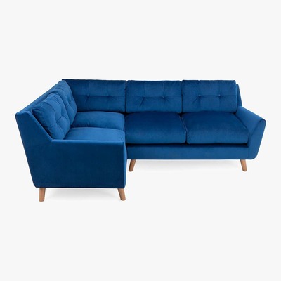 Dunelm Halston Velvet Left Hand Corner Sofa Green