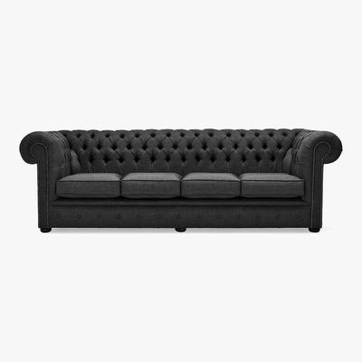 Dunelm Belvedere Chesterfield 4 Seater Linen Sofa Grey