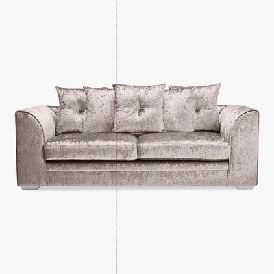 Dunelm Michigan Crushed Velvet 3 Seater Sofa Beige