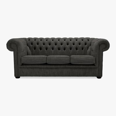 Dunelm Belvedere Chesterfield 3 Seater Wool Sofa Charcoal