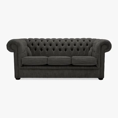 Dunelm Belvedere Chesterfield 3 Seater Wool Sofa Charcoal