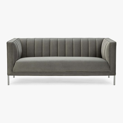 Dunelm Bellamy Velvet 2 Seater Sofa - Grey Grey