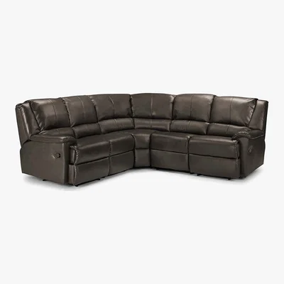 Dunelm Anton Bonded Leather Reclining Corner Sofa Brown
