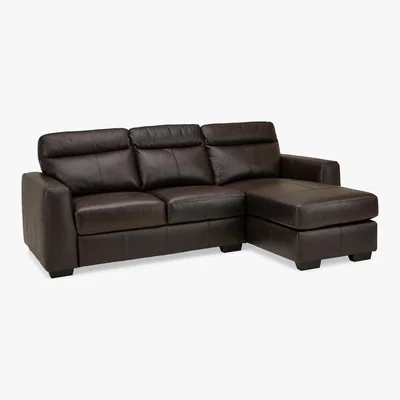 Dunelm Roberto Leather Right Hand Corner Sofa - Chocolate Chocolate