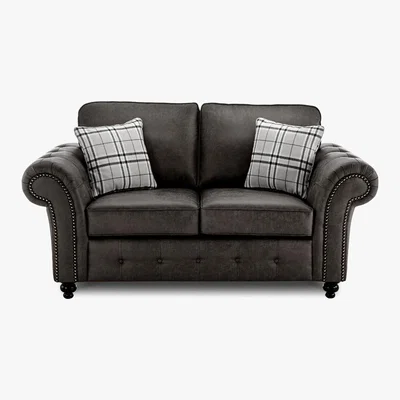 Dunelm Oakland Faux Leather 2 Seater Sofa Black