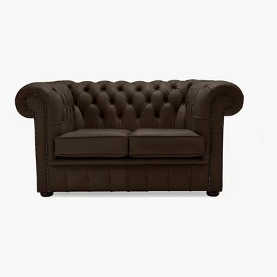 Dunelm Belvedere Chesterfield 2 Seater Leather Sofa Brown