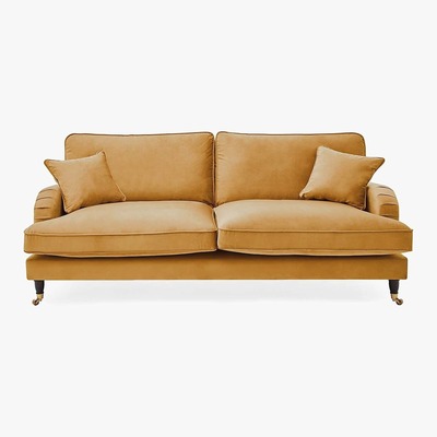 Dunelm Rupert 4 Seater Velvet Sofa Ochre