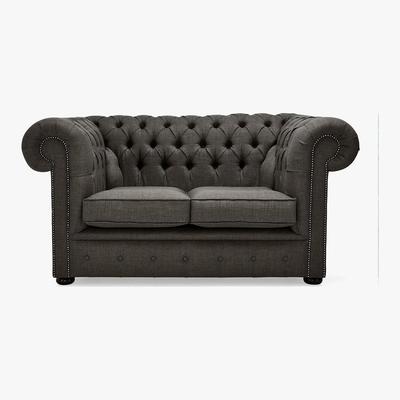 Dunelm Belvedere Chesterfield 2 Seater Linen Sofa Charcoal